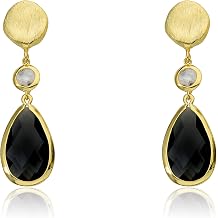 Arctic Mist Brushed 14k Gold-Plated Fishhook & Faceted Dangle Earring
