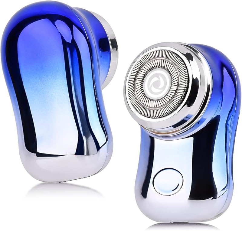 Barbeador elétrico rotativo portátil JIANWEI Gradient Blue, recarregável via USB-C, uso seco e úmido