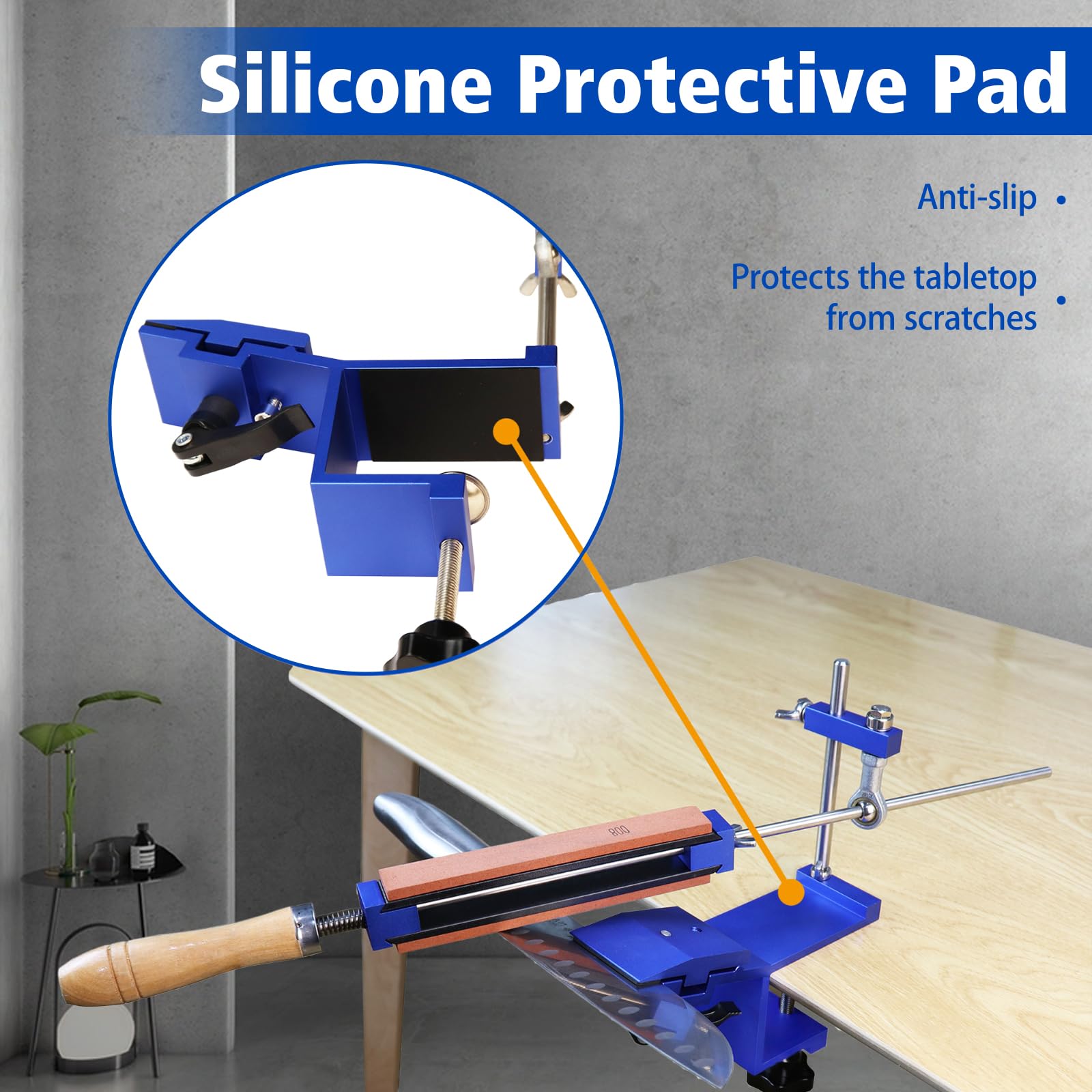 Outil professionnel d'affûtage de couteaux 360 Flip, kit d'outils d'affûtage de couteaux de cuisine à angle fixe avec design Quick Clamp, kit d'outils de polissage de précision polyvalent avec 6 pierr