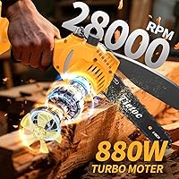 Vista 4 de Mini motosierra inalámbrica, motosierra eléctrica portátil de 6 pulgadas con 2 baterías, 2 cadenas, motosierra de mano pequeña a batería