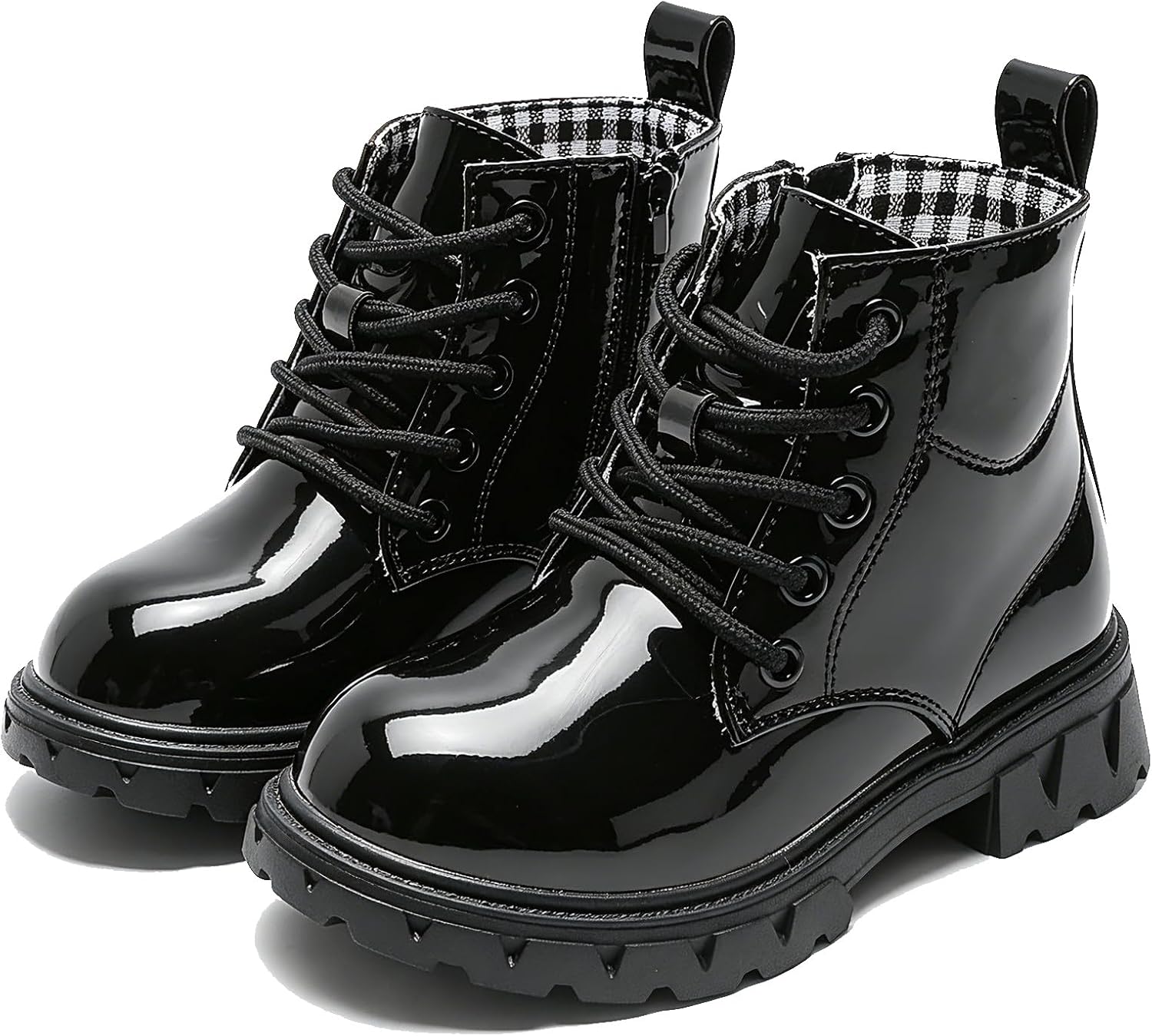 DADAWEN Boys Girls Glitter Ankle Boots Kids Lace Up Side Zipper Waterproof Outdoor Combat Boots(Toddler/Little Kid/Big Kid)