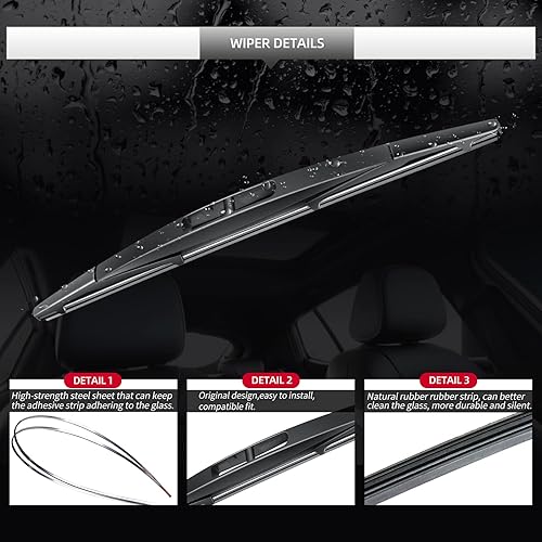 Miniatura 4 de Repuesto para limpiaparabrisas trasero Honda Pilot 2003-2008 y conjunto de brazos, calidad original de fábrica, limpiaparabrisas trasero de