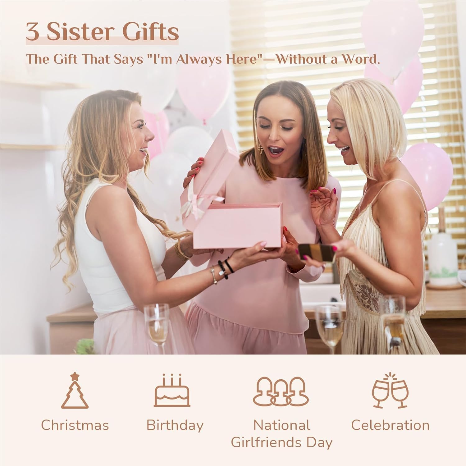 Storieme Regalo di compleanno dell'amicizia per le donne: statuetta in resina con tre sorelle per decorazione mensola, regalo di compleanno per sorella per migliori amiche Bestie