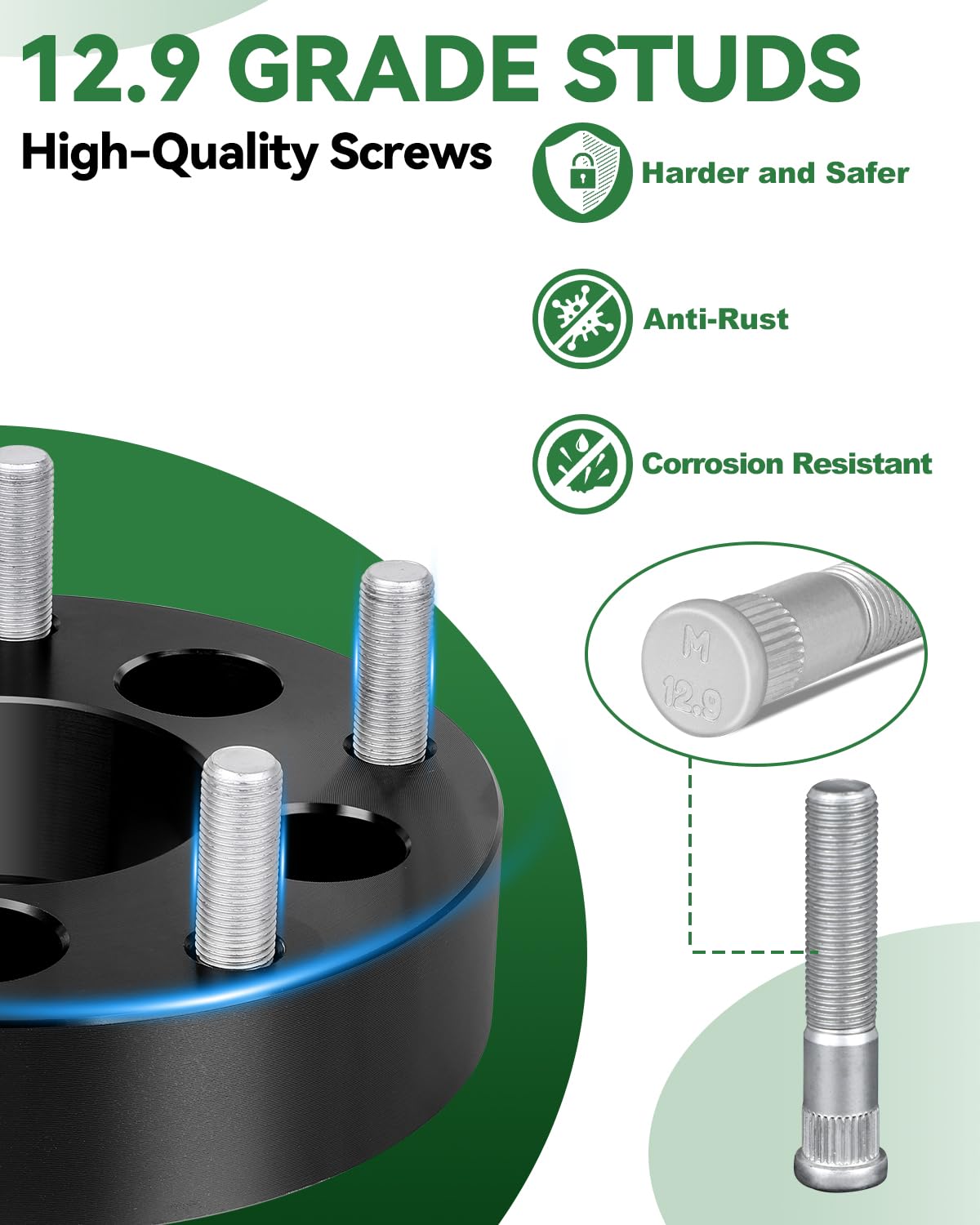 Adaptadores de Rueda de 5 x 4.5 a 5 x 4.75, Adaptador de Rueda de 1 Pulgada de 5 x 114.3 mm a 5 x 120.65 mm, Orificio de Cubo de 73 mm con Paso de Rosca de 1/2-20