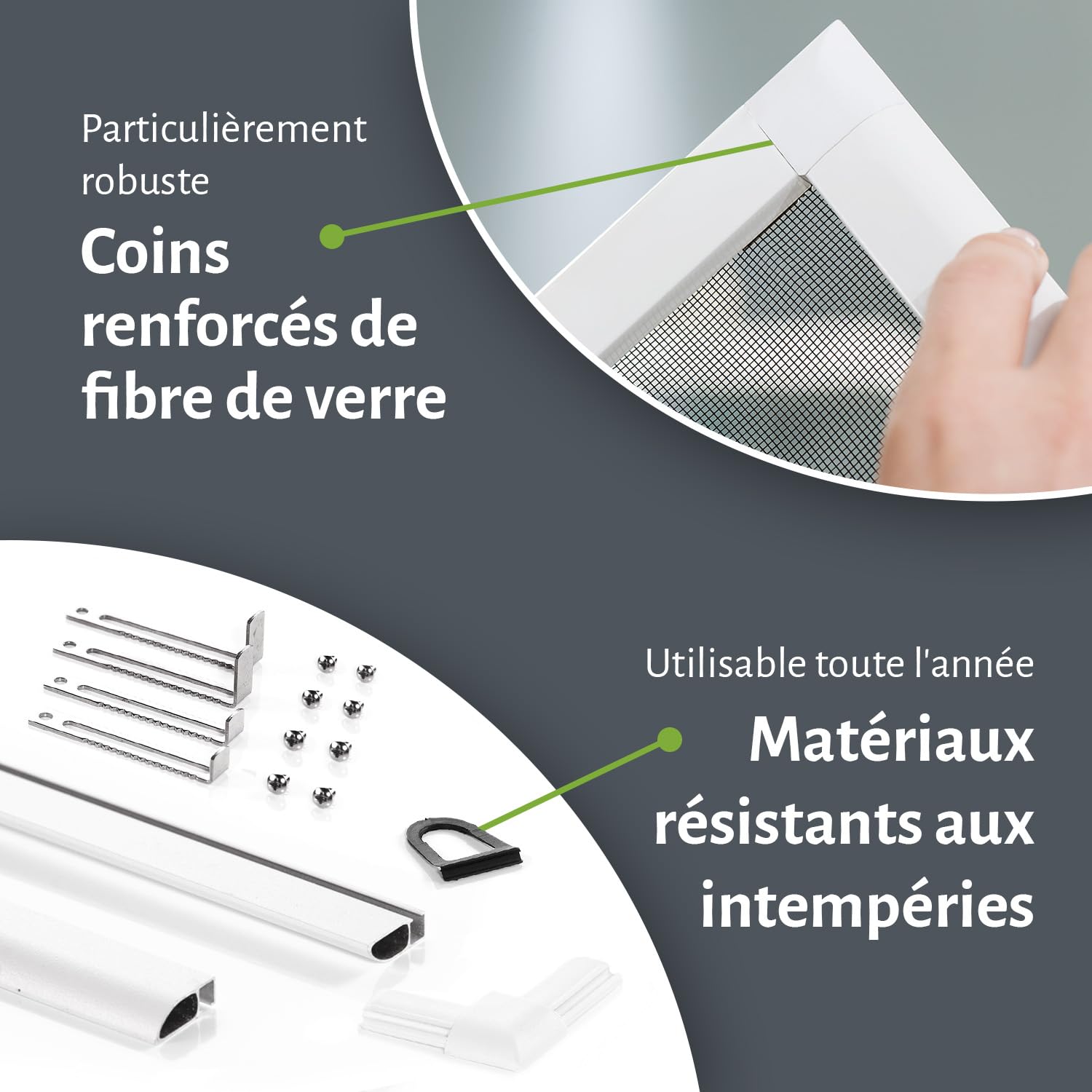 empasa moustiquaire de fenêtre START moustiquaire avec cadre aluminium en blanc, marron ou anthracite à monter soi-même, Couleur:blanc, Taille:130 x 150