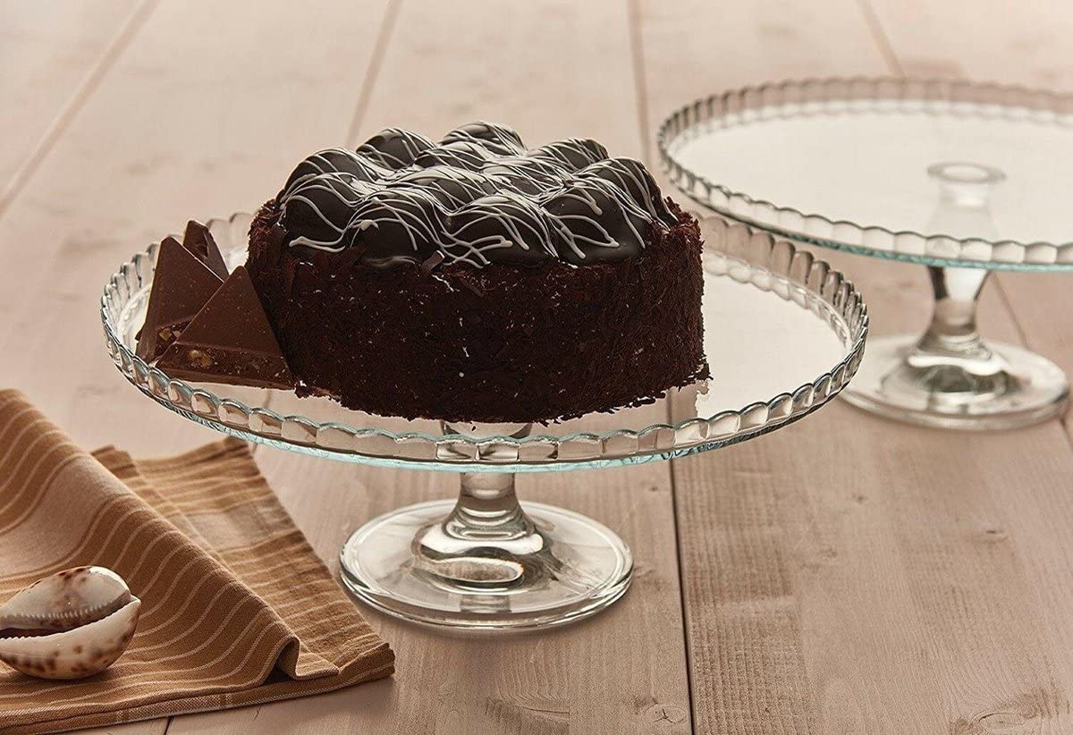 Pasabahce Patisserie Footed Service Glass Plate Cake Stand Server (32 cm, Upward Facing) 2