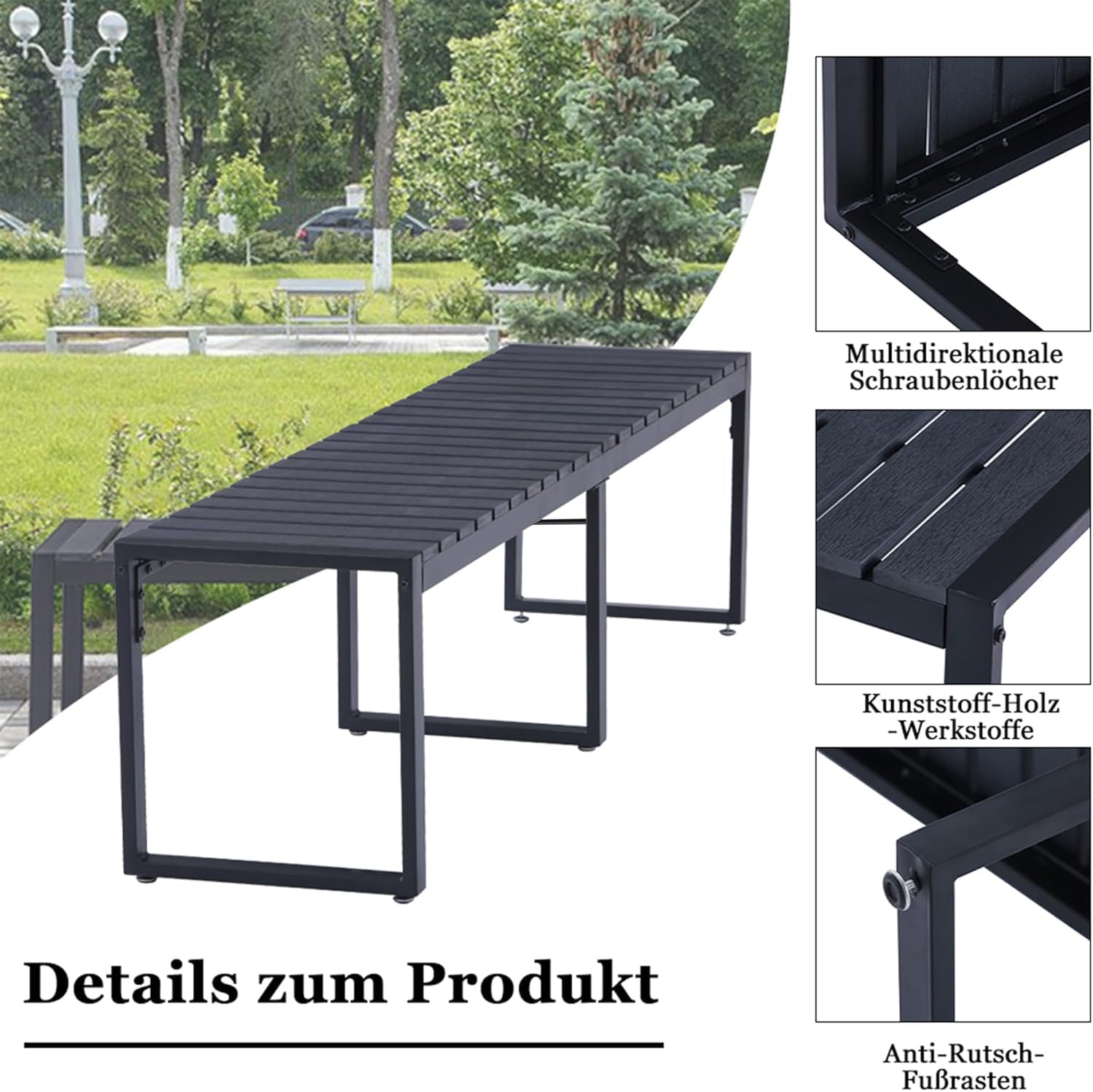 Petite Friture Week-end tuinbank zonder rugleuning zwart