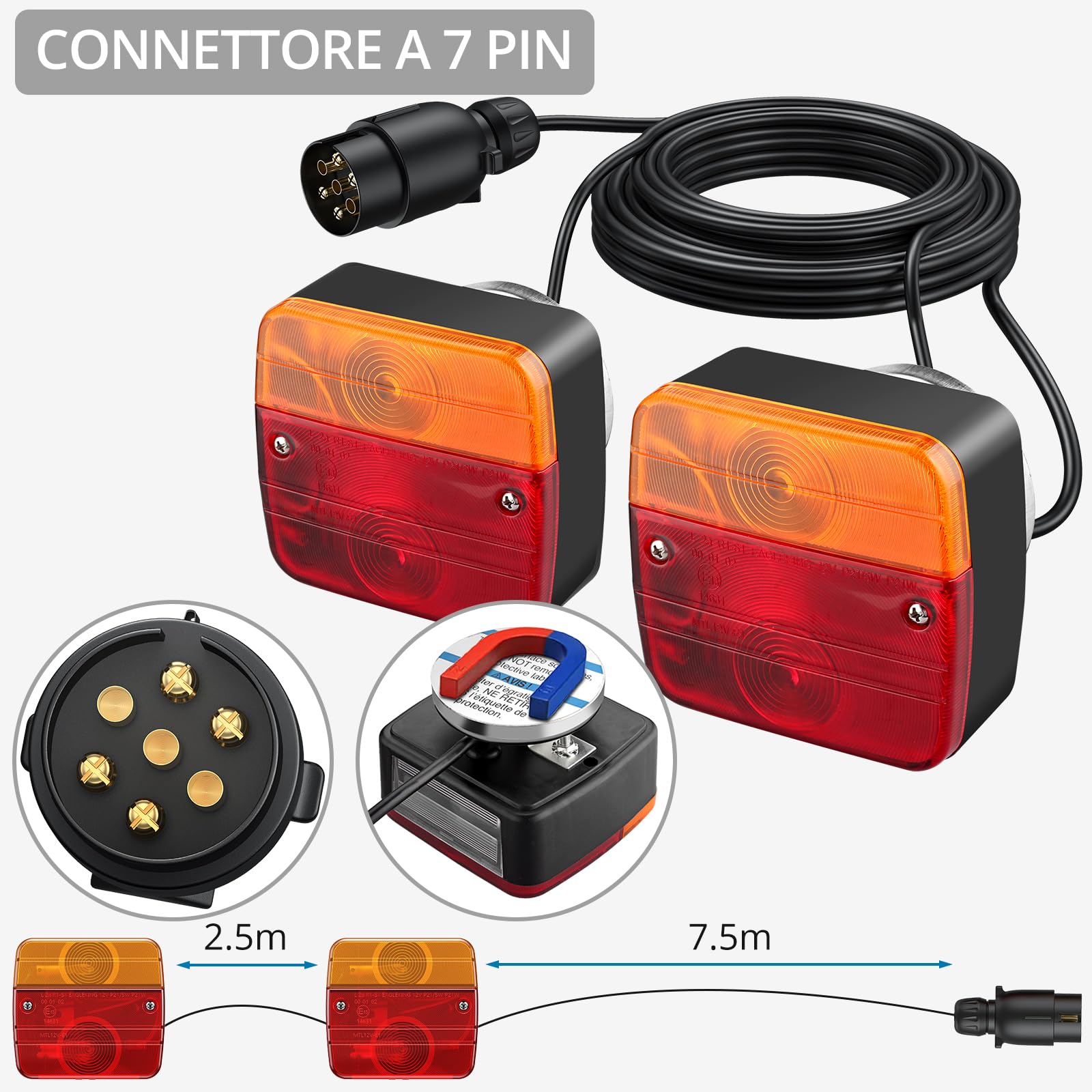 2 Luci Di Emergenza Stroboscopiche Amber 12V/24V - 4 LED Ultra Sottili, Impermeabili IP67 Per Veicoli - Foto 5