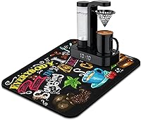 Vista 11 de Tapete de barra de café, accesorios para encimera, absorbente, para ocultar manchas, con parte trasera de goma, tapete de secado de platos