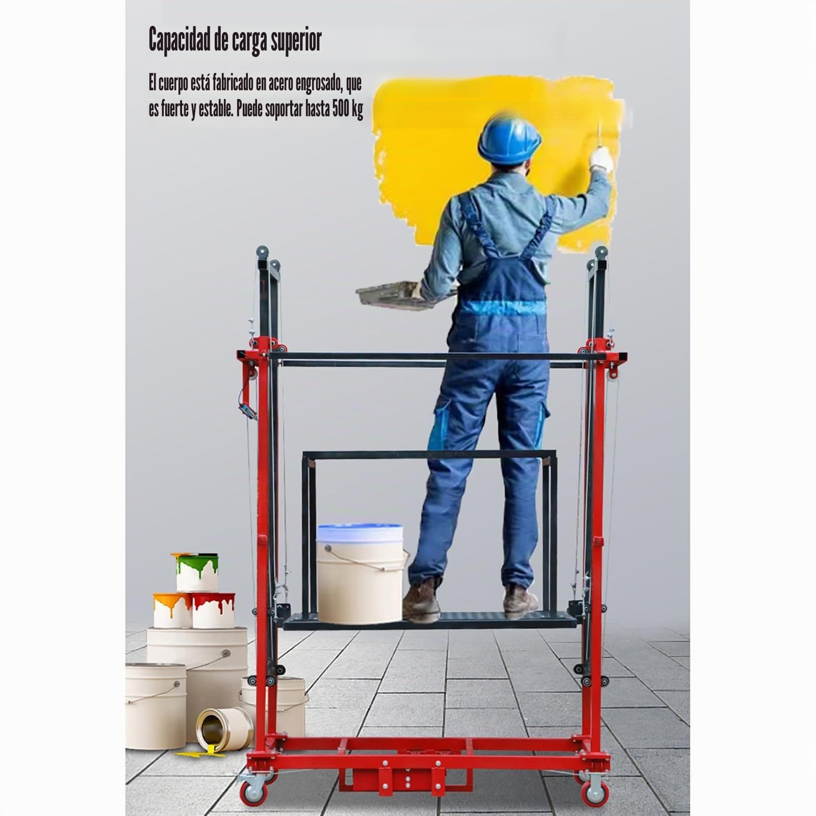 Andamio Eléctrico con Ruedas Universales, Plataforma Elevadora Móvil Plegable, con Capacidad De Carga De 500 Kg.(Raise 6 metres)