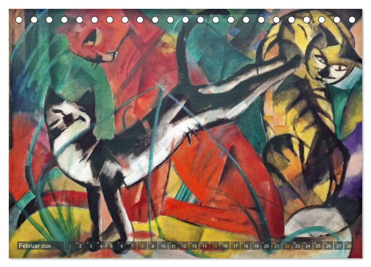 Expressionistische Tierwelten (Tischkalender 2026 DIN A5 quer), CALVENDO Monatskalender: Leuchtende Tiere in expressiven Farben