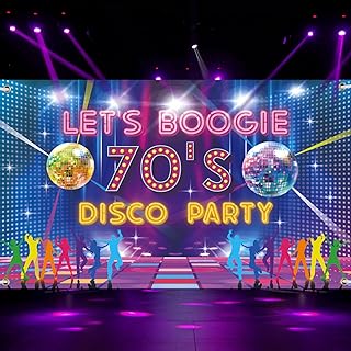 70s Disco Party Banner Backdrop 70's Disco Party Decorations Boogie Funny Disco Party Decor Colorful Dance Party Signs for Disco Theme Birthday Party Supplies Photo Booth Background 73 x 44 Inch