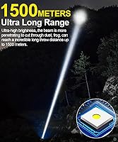 Vista 2 de Linterna recargable de alto lúmenes, luz magnética súper brillante con pantalla digital de potencia, largo alcance, regulable, impermeable, linterna