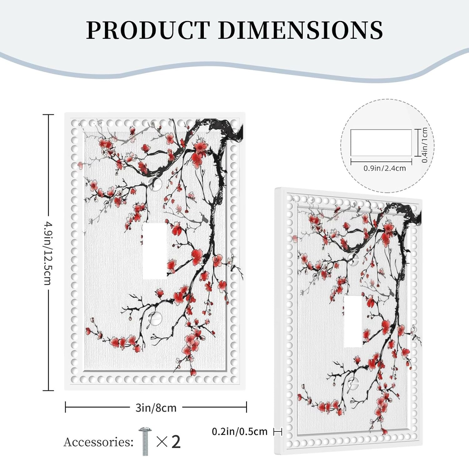 Red Plum Blossom 1 Gang Light Switch Plate Oriental Asian Chinese Traditional Ink Painting Classic Art Natural Creative Single Toggle Wall Plate Cover Switchplate Faceplate Japanese Ink Abstract Decor