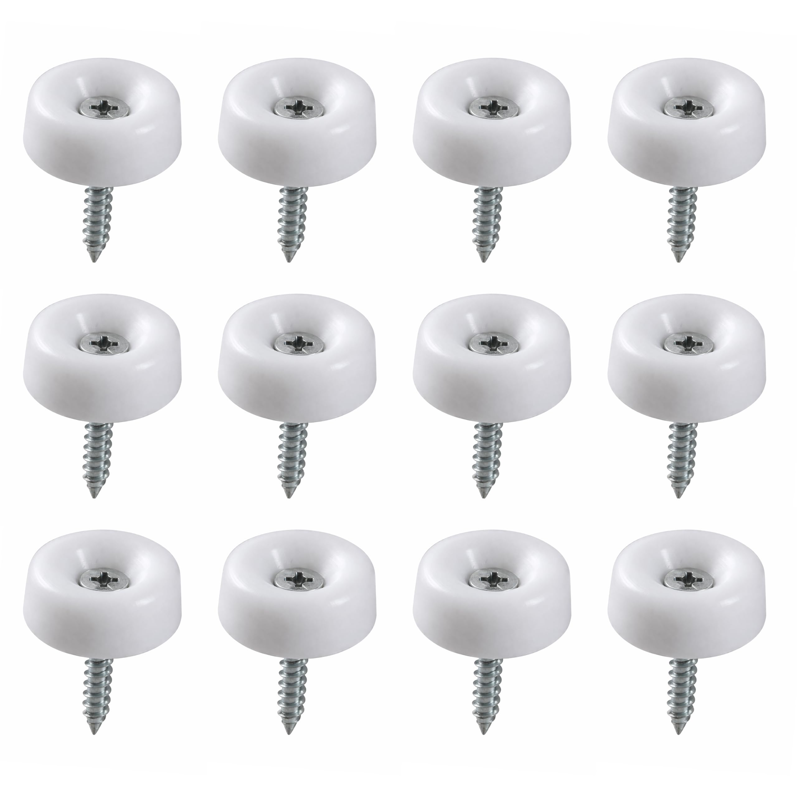 Volo Round PVC Screw-On Floor Protector Pads - Non-Skid Furniture Buffer for Sofa, Chair Balance - Noise Insulation Bumper - White (12) - Nylon-image-9