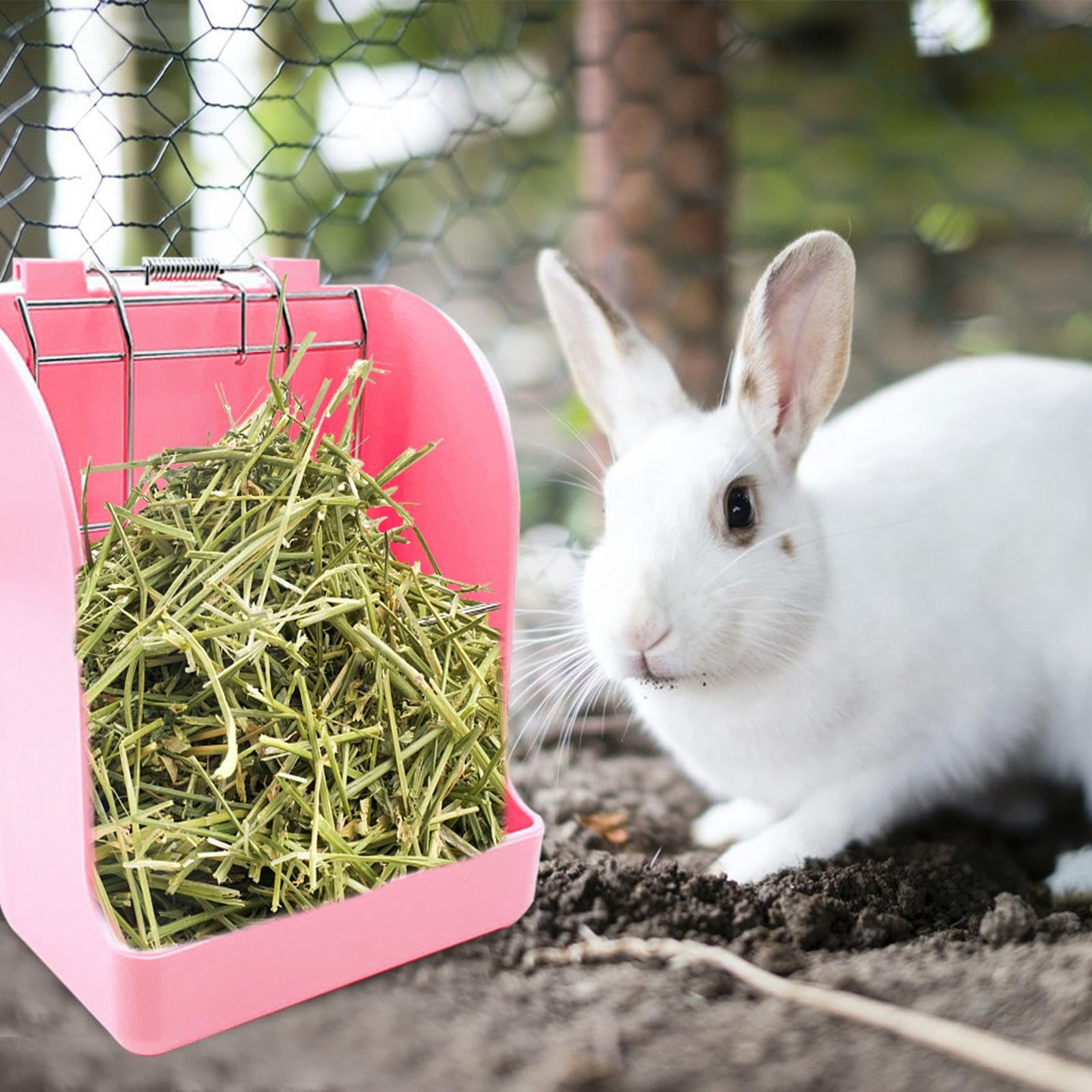de heno para Cerdos - Accesorio para Jaula con Rejilla para Alimentos | Cuencos de autoalimentación de Guinea para Chinchillas, Conejos, Animales pequeños, Plato de hábitat para Interiores — view 2