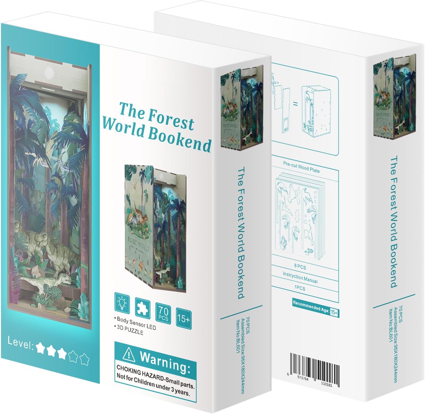 DESMOND 3Dブックヌークキット、フォレストワールドエピックドラゴンズDIYミニチュアドールハウスキットブックシェルフインサー