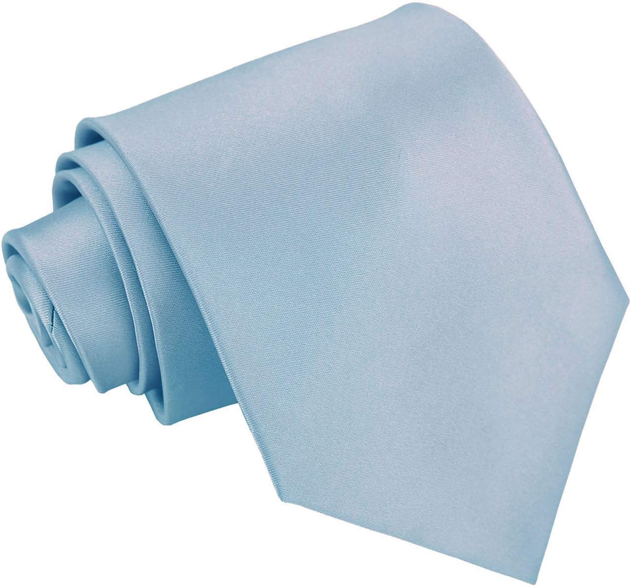 DQT Men Plain Glossy Satin Polyester Wedding Classic Neck Tie, Dusty Blue, One Size