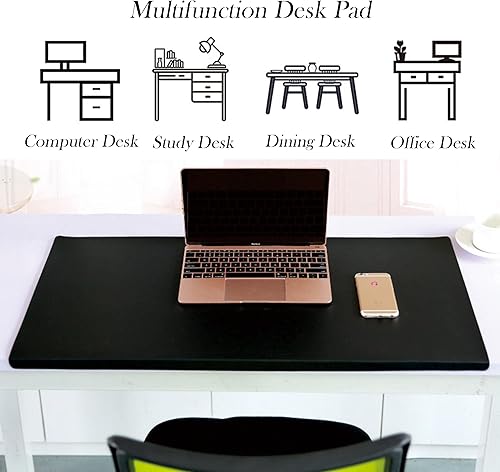 Miniatura 6 de Alfombrilla de escritorio grande de piel sintética extendida con protector de bordes, antideslizante, alfombrilla de escritorio para oficina,