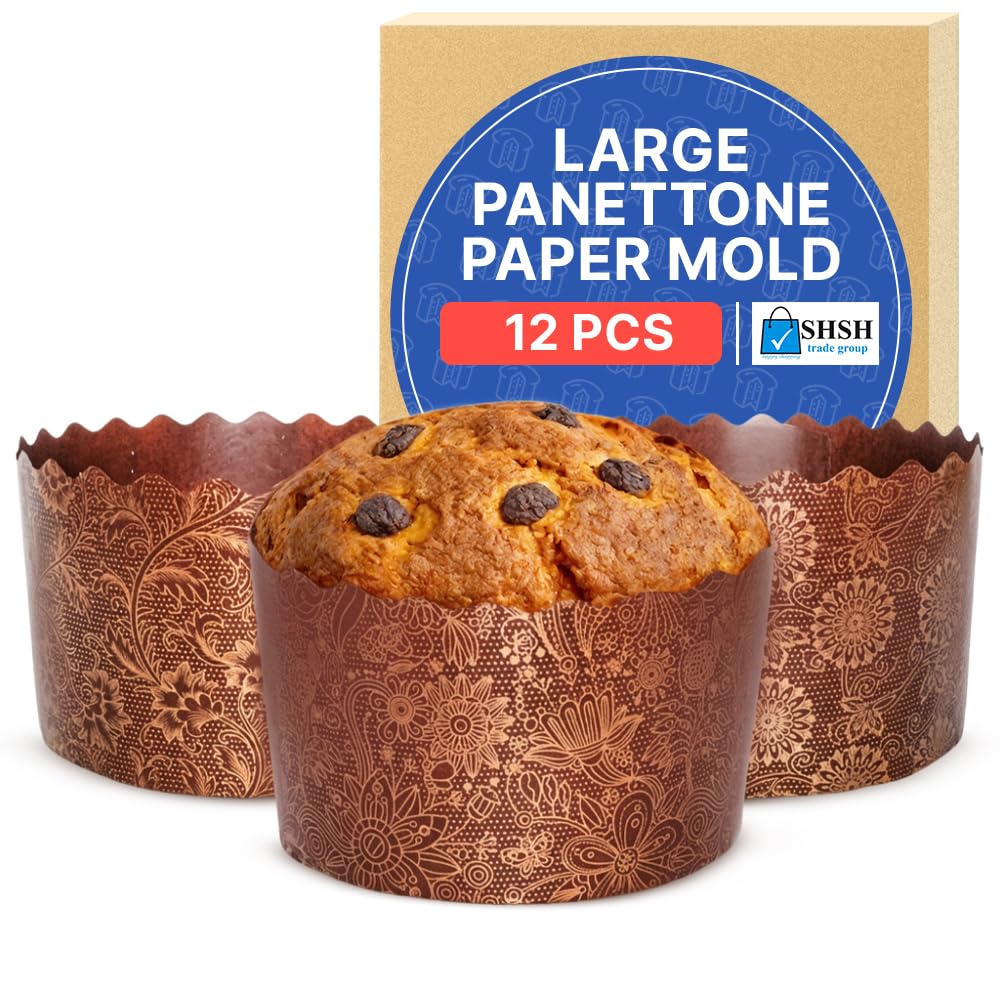 Paska Mold Easter Bread Forms |12 pack 1 kg | Easter Bread Paper Mold Kulich - Panettone Paper Mold Large Pascha Mold - Panettone Pan Brown Panetonne Mold W 5.1 x H 3.35-in Pascha Mold