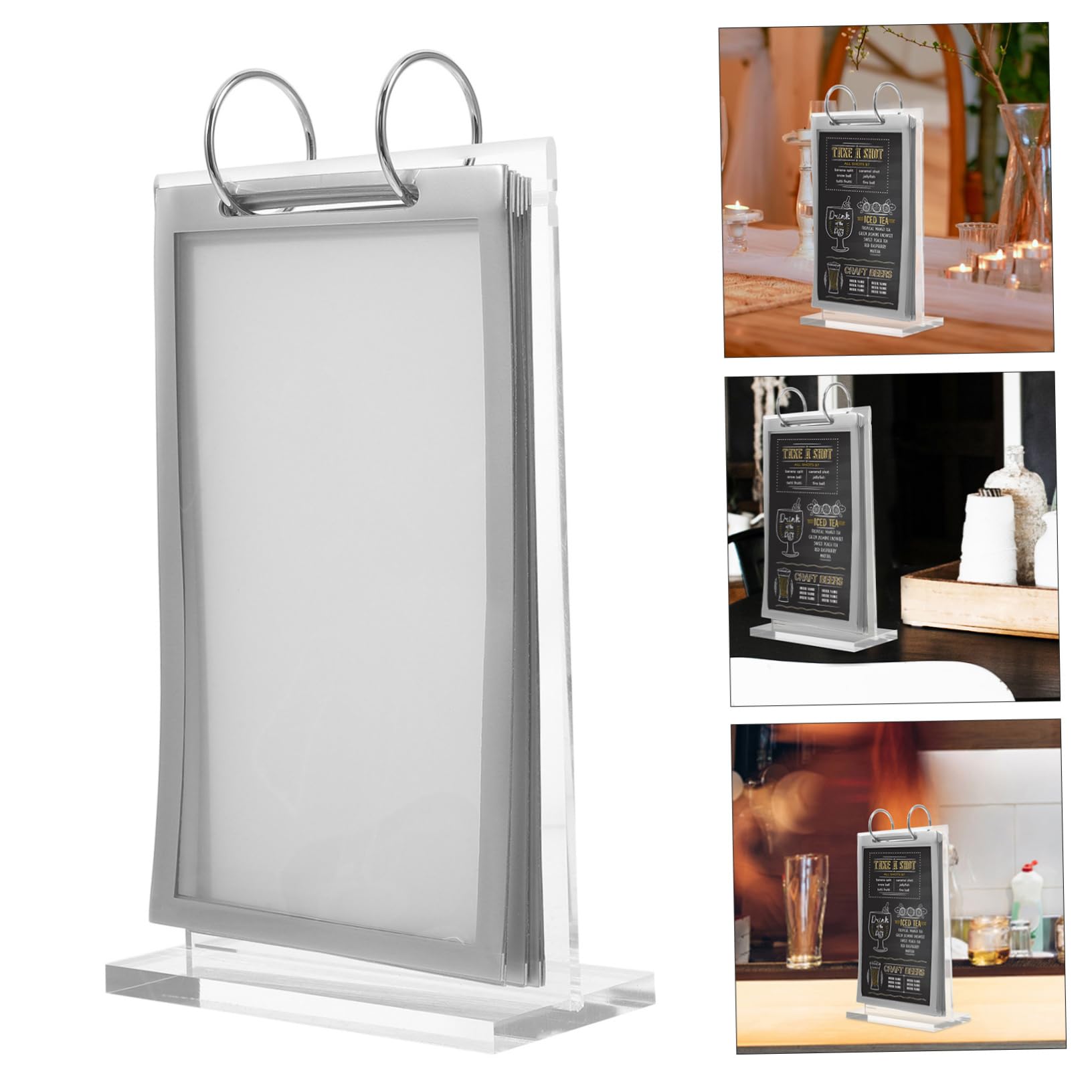 Housoutil Expositor De Acrílico Transparente Soporte Para Letreros De Menús Expositor De Menús Abatible Para Escritorio Para Mostrar Papeles Restaurantes o Oficinas Soporte De Acrílico