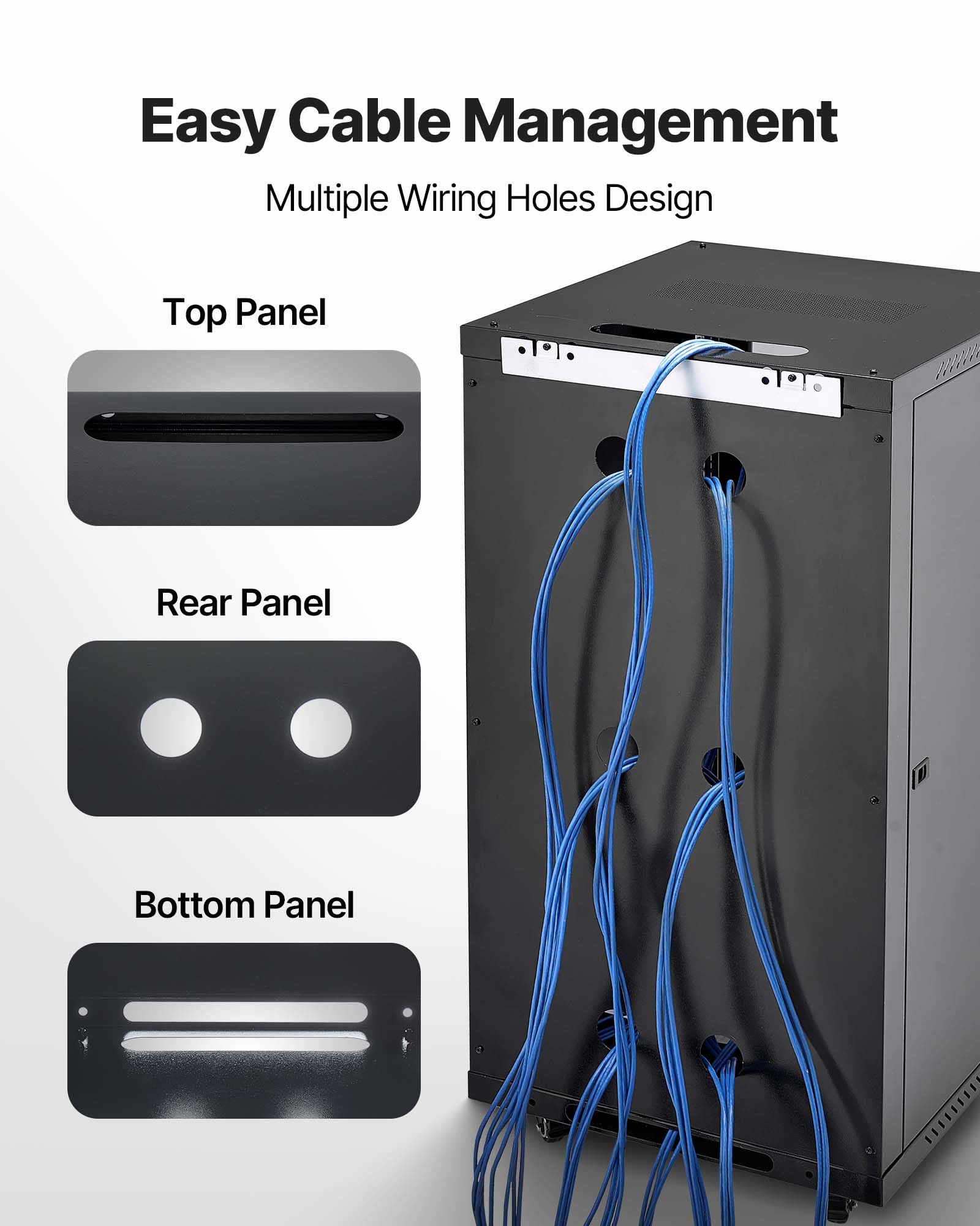 VEVOR Gabinete de Red de Pared de 22U, 600 mm de Profundidad, con Puerta de Vidrio Templado con Cerradura y Paneles Laterales, Carga de 136 kg para Equipos de IT y Dispositivos Audiovisuales