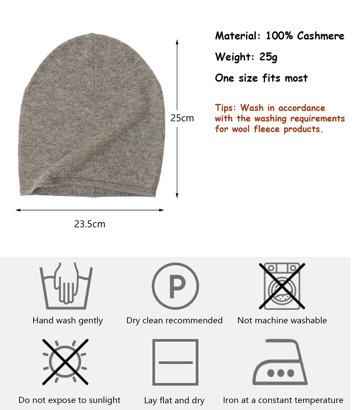YUONNY Damska 100% kaszmirowa, luźna czapka beanie, damska jesienno-zimowa miękka ciepła dzianinowa czapka z czaszką, modna jednokolorowa luźna czapka, outdoorowa narciarska snowboard dzianinowa