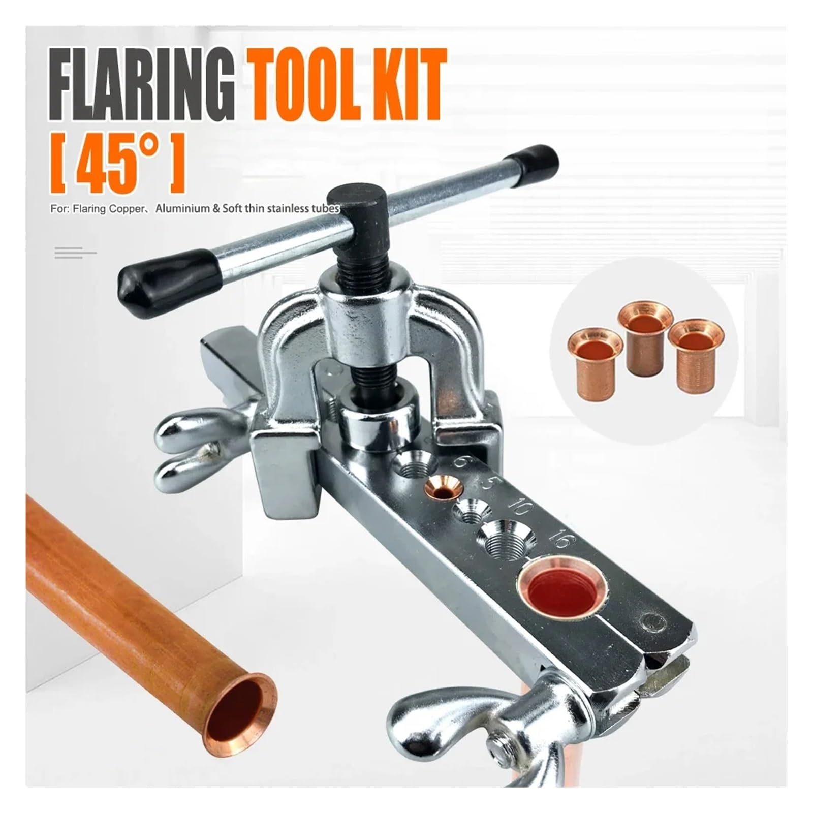 Expansor de tubo de escape, expansor de tubo de cobre, kit de herramientas de abocardado de 45 grados para expansor de tubo de cobre utilizado para escariar tubos de cobre y otros tubos (Inc.)