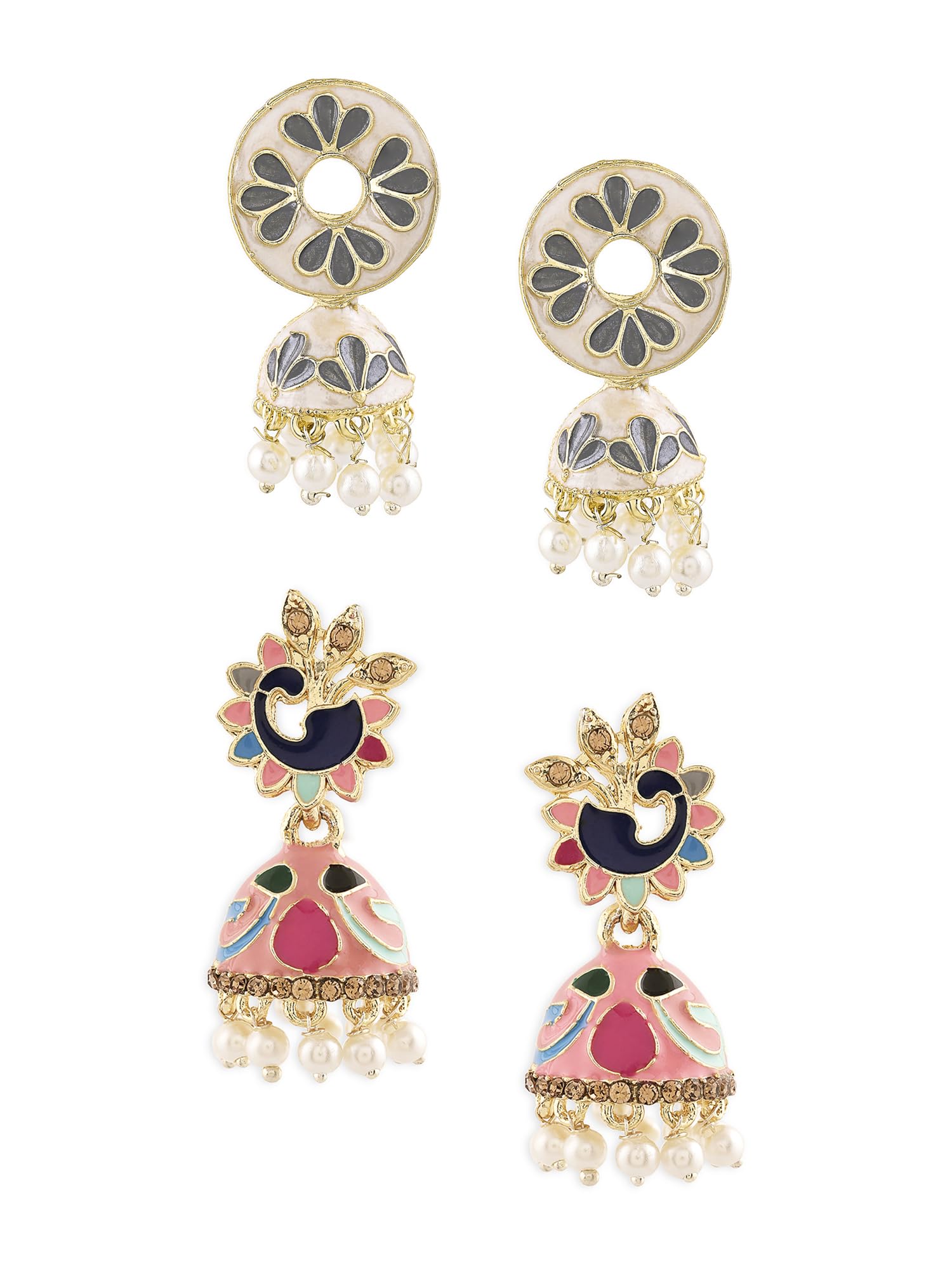 See full amazon price history chart for Zaveri Pearls Set Of 2 Multi-Colour Enamel Austrian Diamonds & Kundan Traditional Jhumki Earring For Women-ZPFK18837 Zaveri Pearls Set Of 2 Multi-Colour Enamel Austrian Diamonds & Kundan Traditional Jhumki Earring For Women-ZPFK18837 (B0DCS8RRG9) Amazon Price History, Amazon Price Tracker