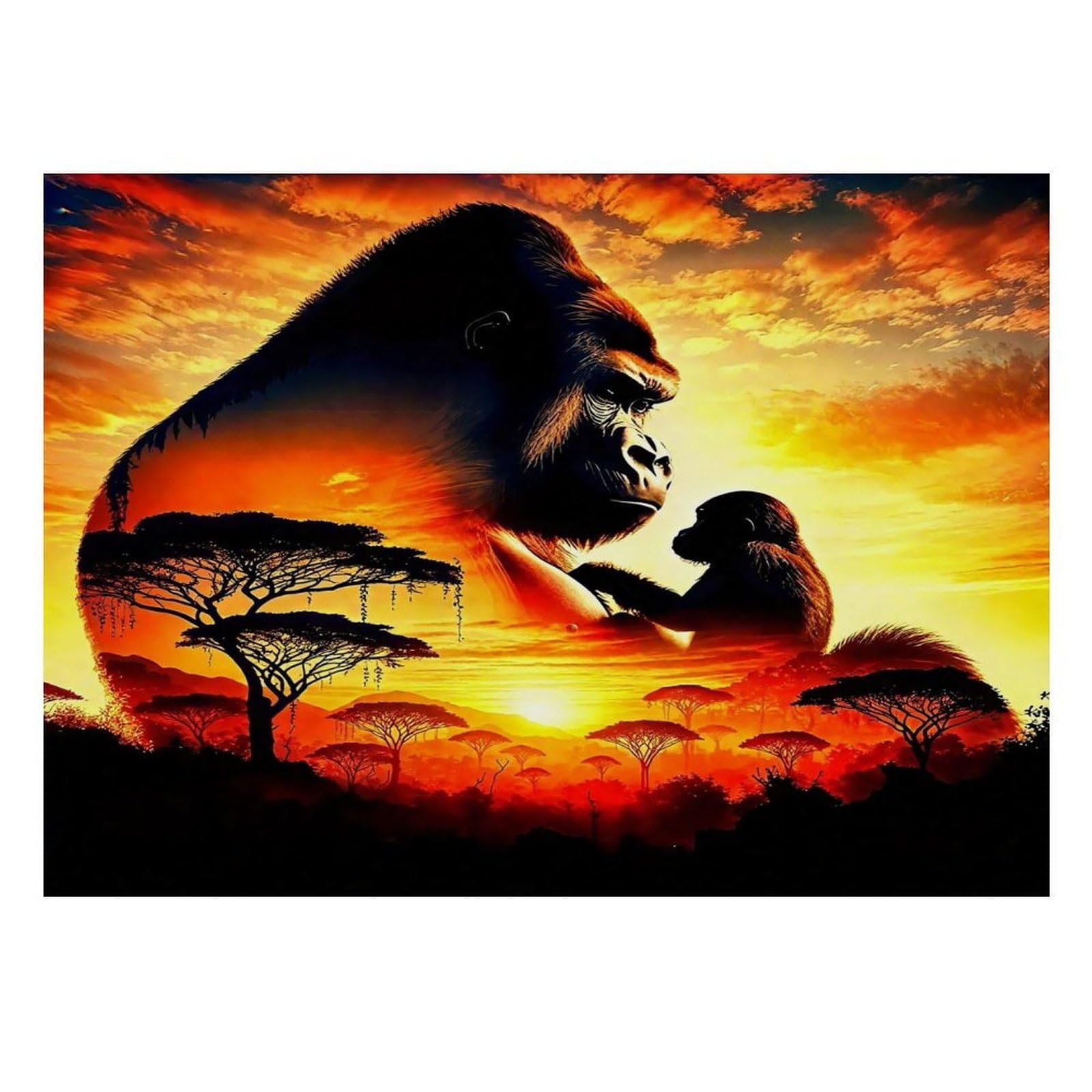 1000 Pieces Mini Jigsaw Puzzle Gorilla Sunset for Adults