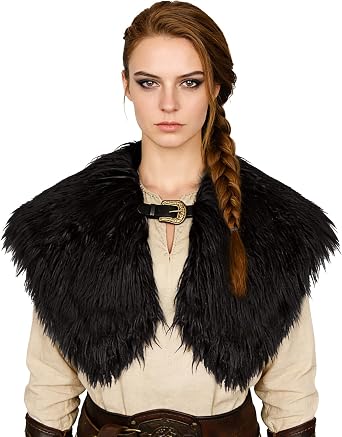 Viking Fur Shawl Medieval Renaissance Barbarian Fur Shoulder Wrap