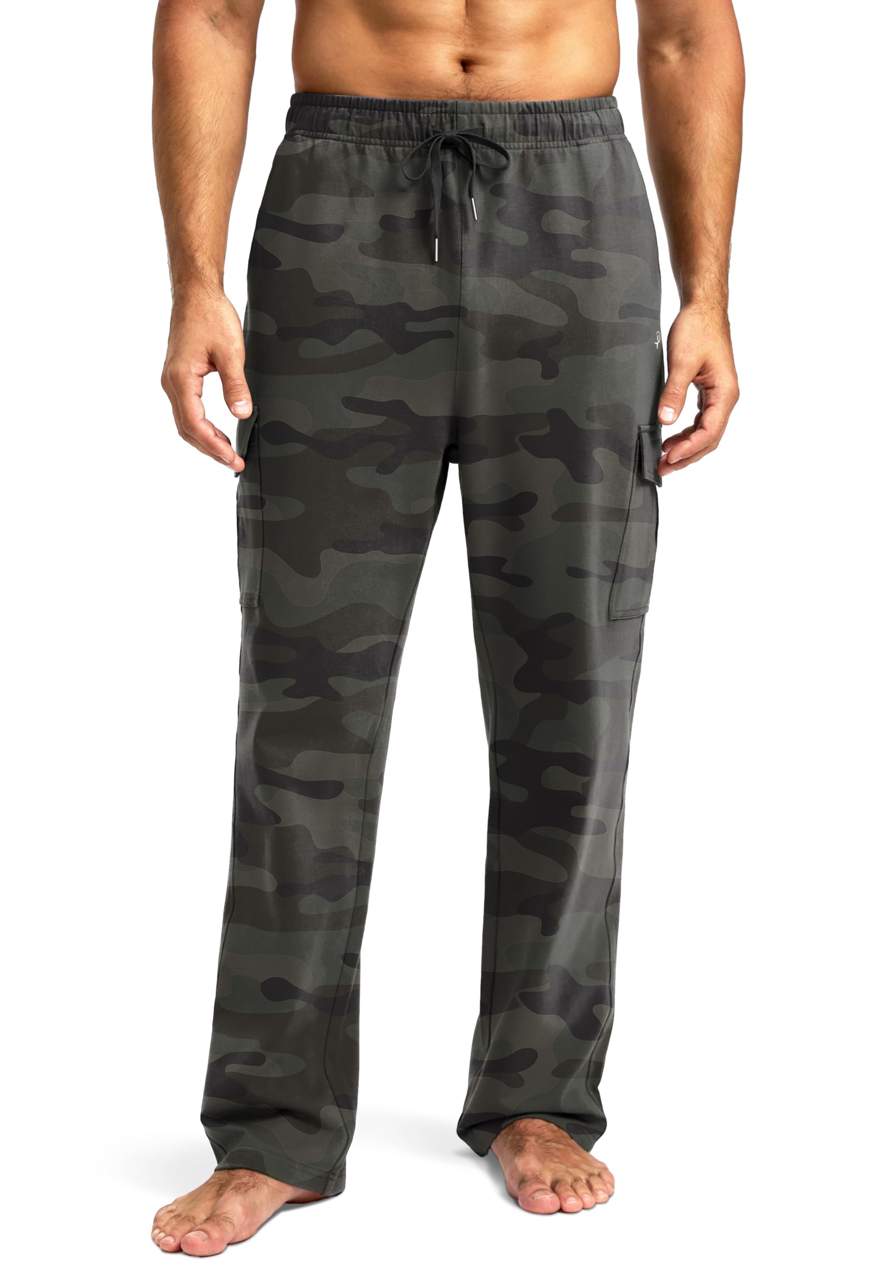 pudolla Men's Cotton Sweatpants with Cargo Pockets Open Bottom Yoga Pants for Men Lounge Pants for Athletic Workout Casual-picture-20