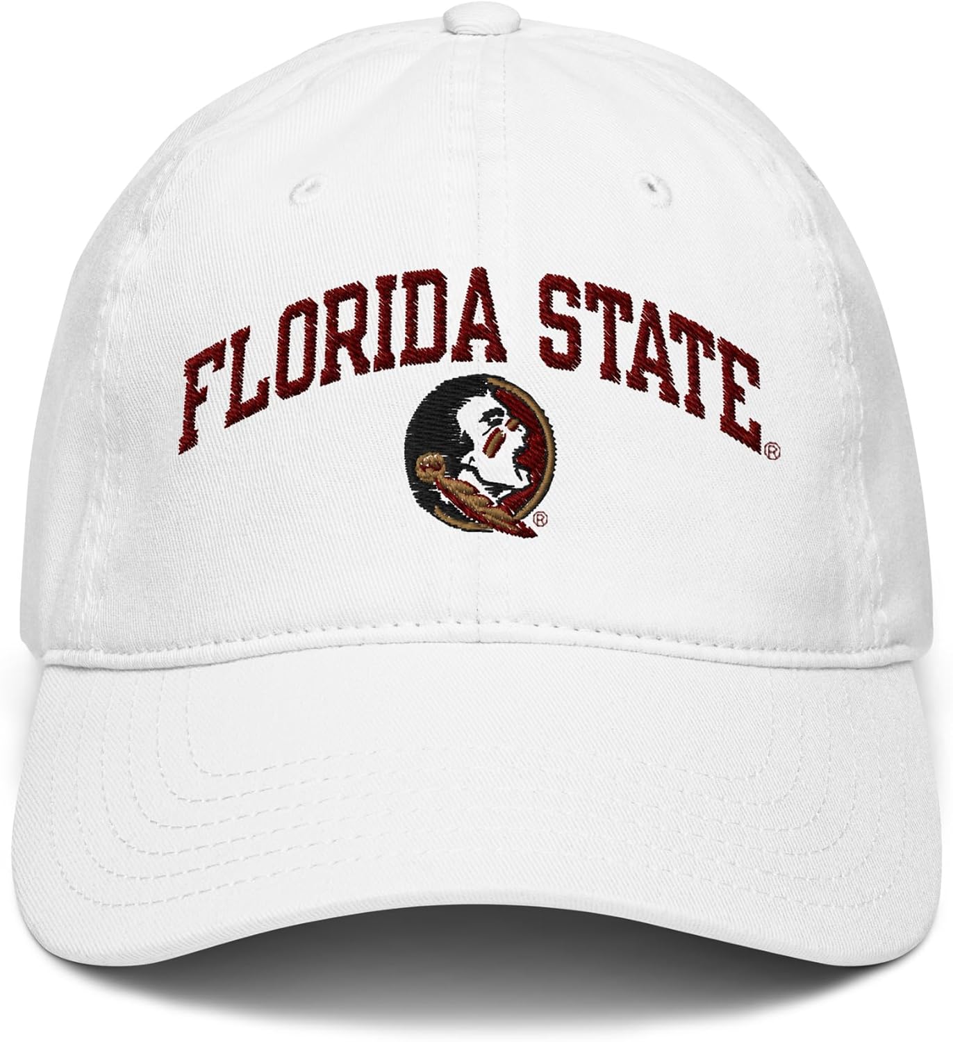 Florida State Seminoles Arched White Officially Licensed Adjustable Baseball Hat