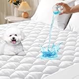 MUXHOMO Queen Mattress Protector, 100% Waterproof Quilted Mattress Cover Queen Size Bed, Noiseless Soft & Cooling Mattress Pad Cover, Deep Pocket 6