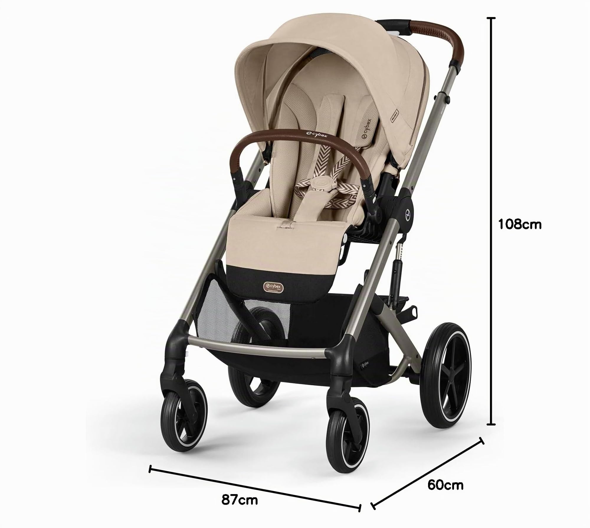 CYBEX Gold Balios S Lux Passeggino, Posizione Reclinabile Ergonomica, Sistema di Cinture con Una Sola Mano, Dalla Nascita Fino a 22 Kg (Circa 4 Anni), Almond Beige
