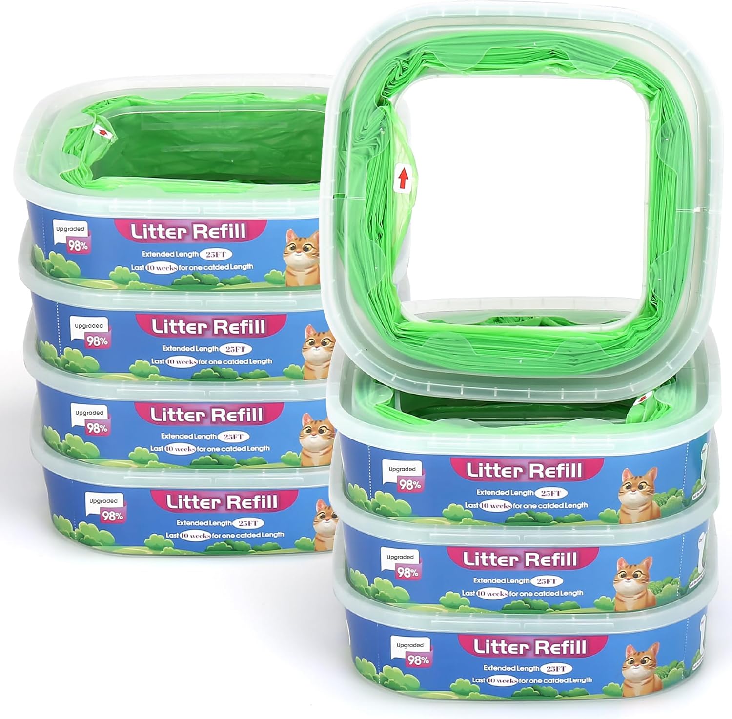 8 Pack Litter Refills Bag, BTToyy 25ft Cat Litter Refill