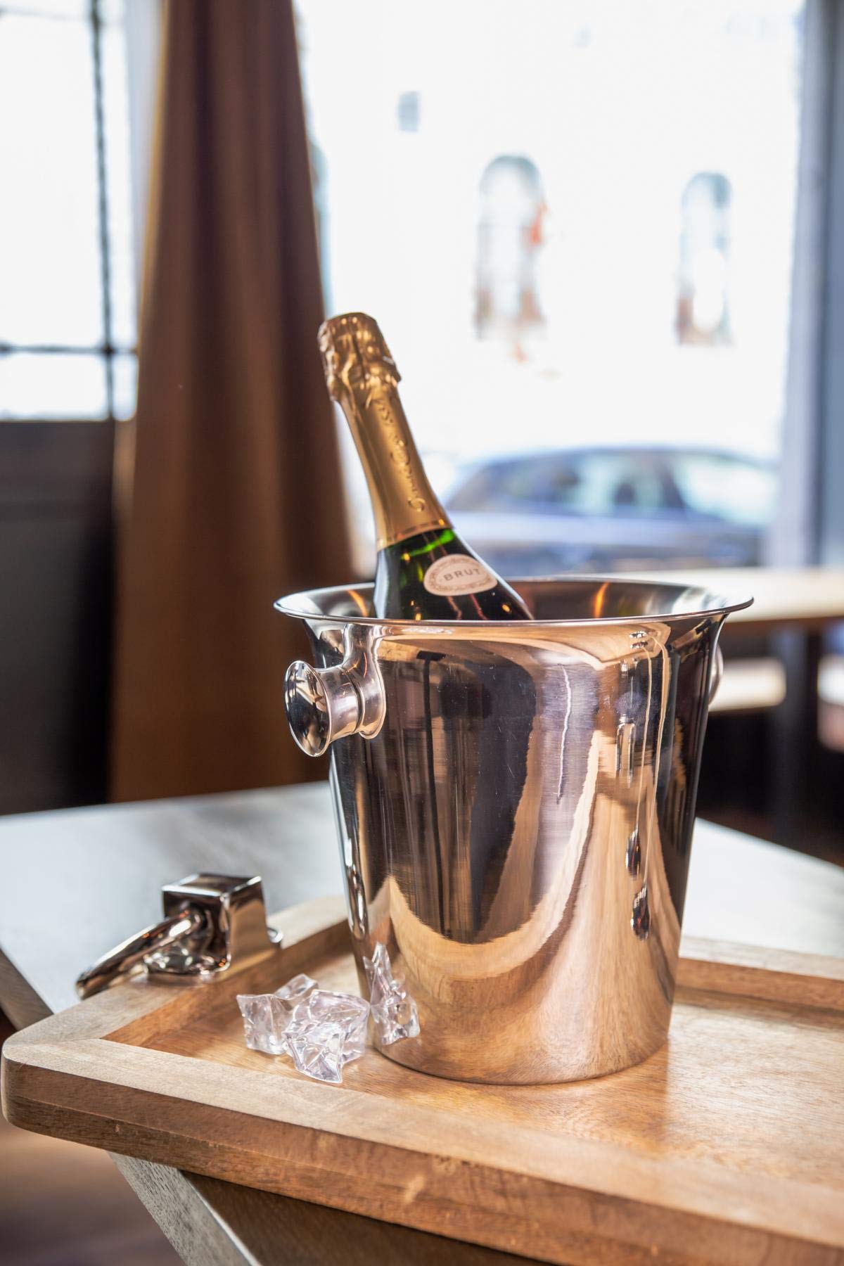 EDZARD Set da 2 Secchiello per champagne Cara (Ø 40 cm, H 21 cm), acciaio inox martellato, per 5 bottiglie – secchiello per spumante grande, secchiello per bottiglie, secchiello per vino