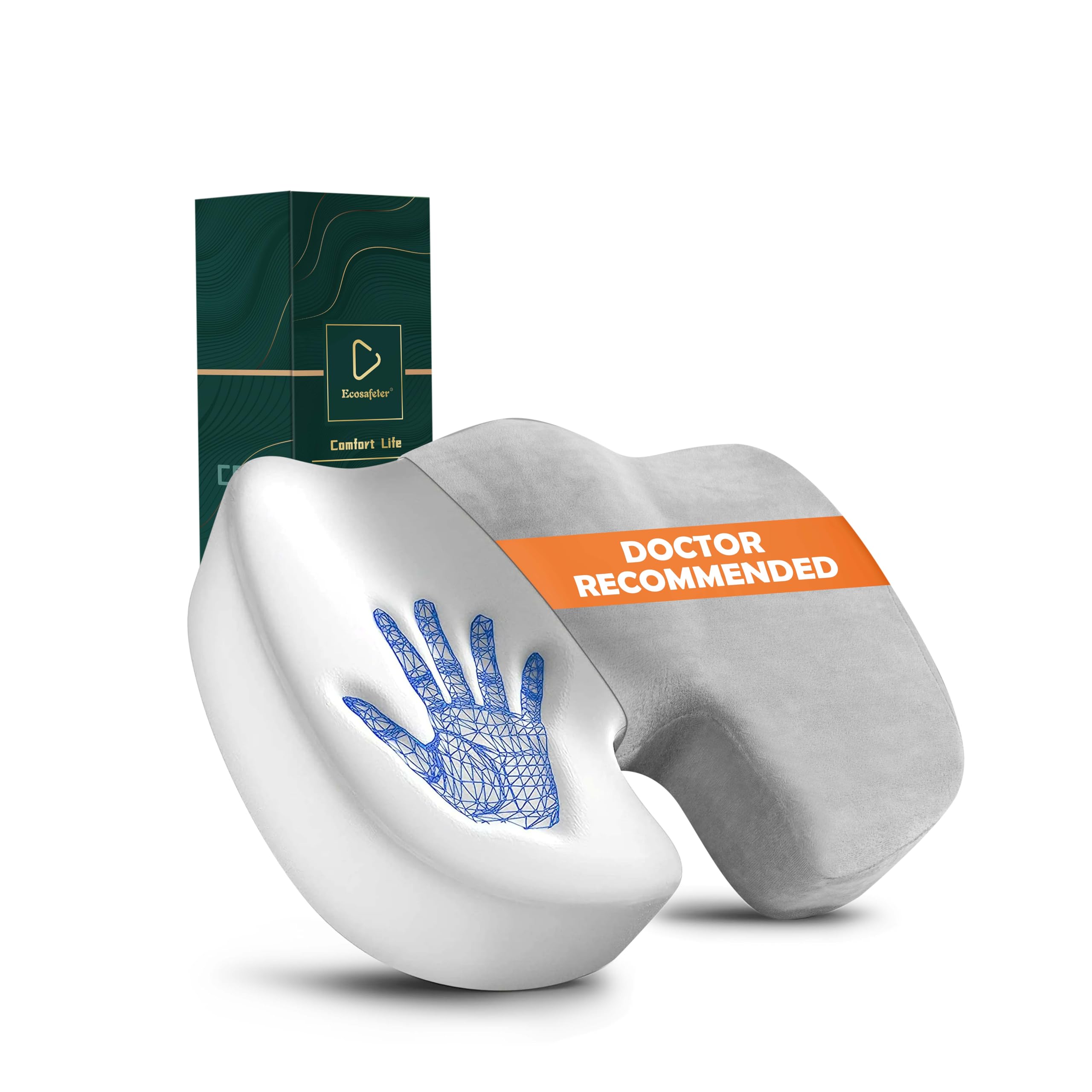 Ecosafeter Memory Foam Sitzkissen Ergonomisches Stuhlkissen für Büro & Auto – Für langes Sitzen – Bequeme Stuhlauflage für Homeoffice, Gaming und Alltag