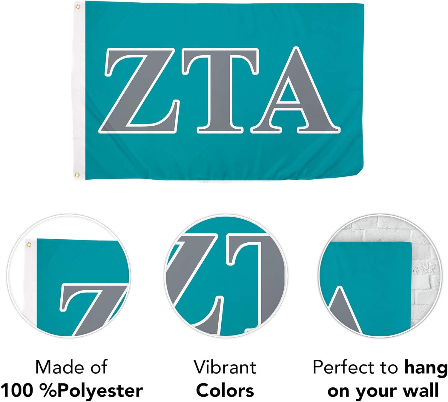 Desert Cactus Zeta Tau Alpha Flag letter Sorority Greek Banner Large 3x5 feet