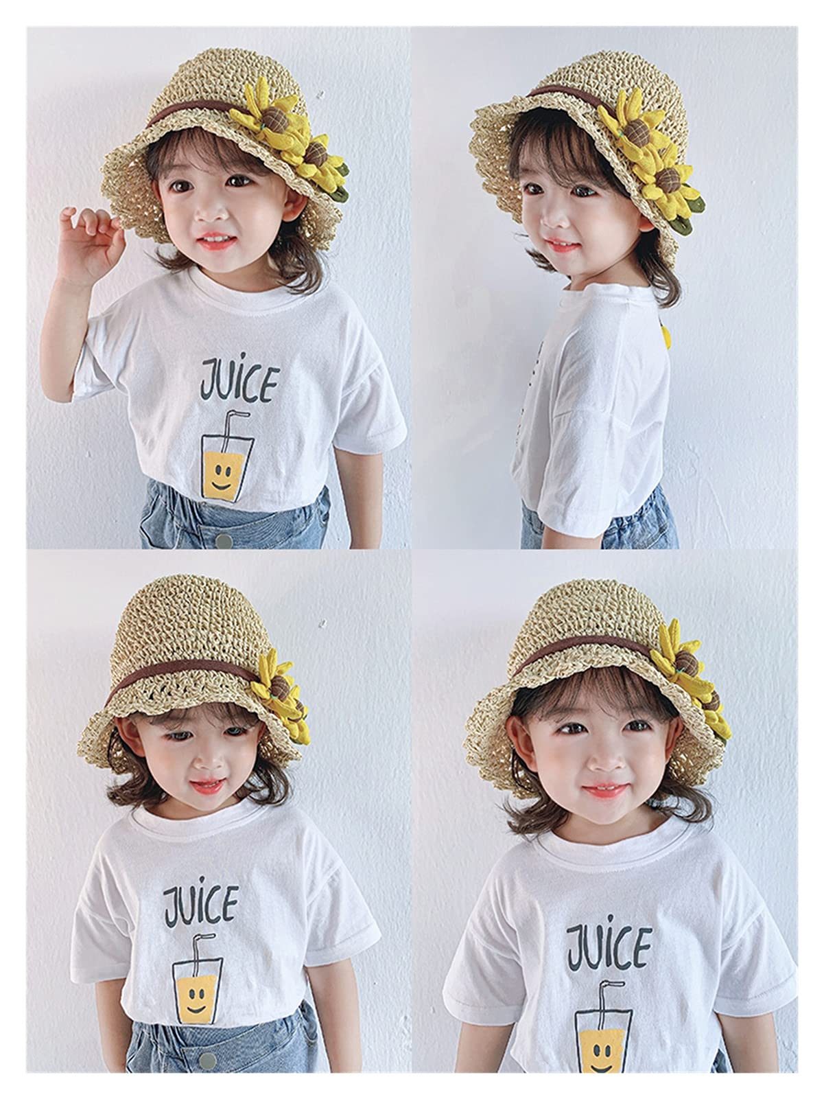Sombrero de Verano para niños, Sombrero de Paja para niñas, Sombrero de Verano Fino y Transpirable para el Sol, Sombrero para el Sol, Playa, Princesa, Viento, bebé (1 M 2 6Y)