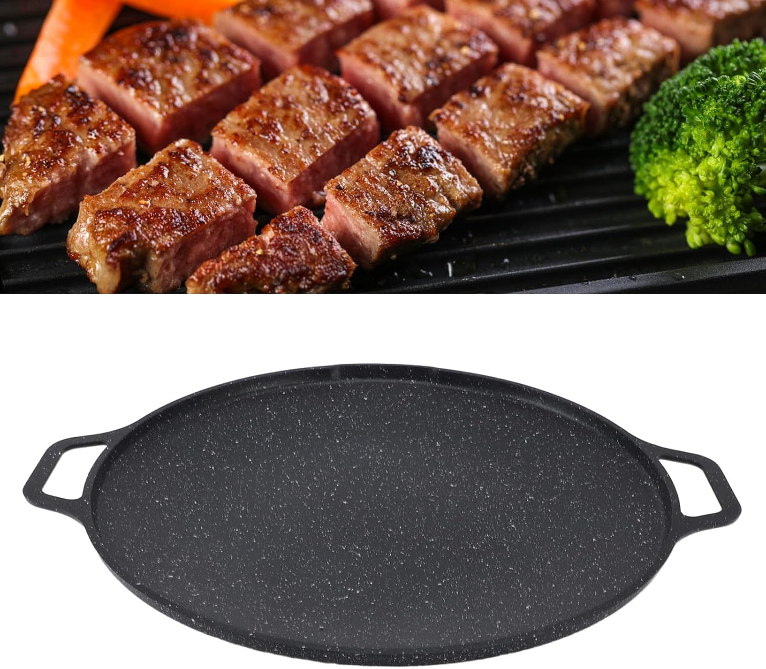 Korean Grill Pan, 15.6inch Round Griddle Pan Nonstick Smokeless BBQ Grill Pan Aluminum Alloy Griddle Pan Stovetop Grill Plate, Korean Camping Grill Pan, Depisutaoikzvgumx1