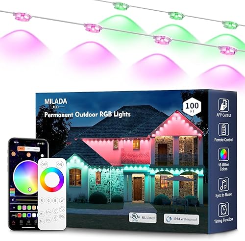 Luces permanentes al aire libre RGB 100FT decoración al aire libre IP68 impermeable adecuado para decoración de vacaciones luces de Navidad