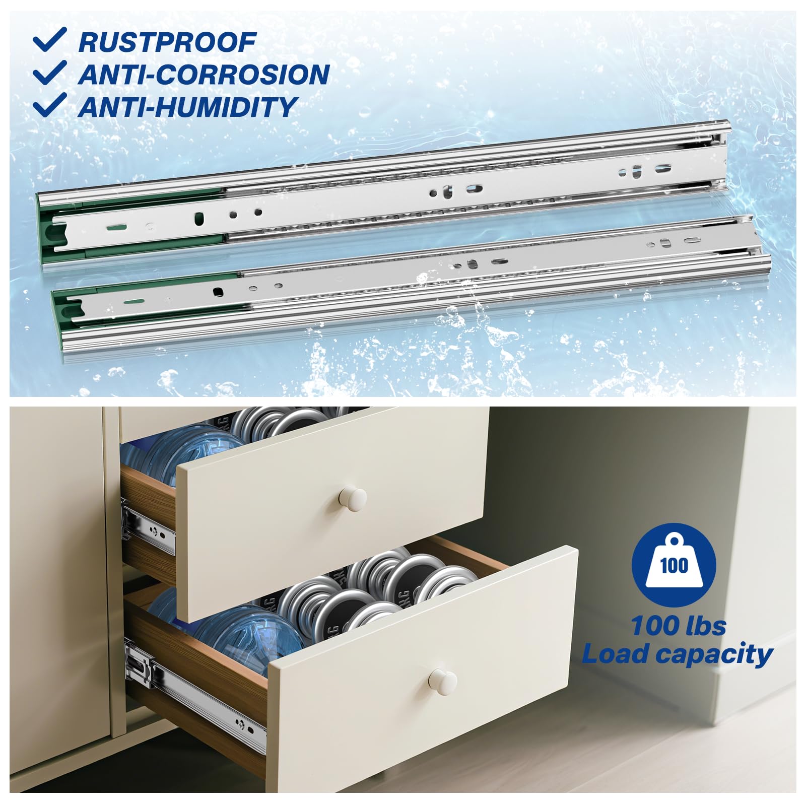 Soft Close Drawer Slides - 22 Inch, 4 Pairs -5 Soft Close Drawer Slides - 22 Inch, 4 Pairs -5