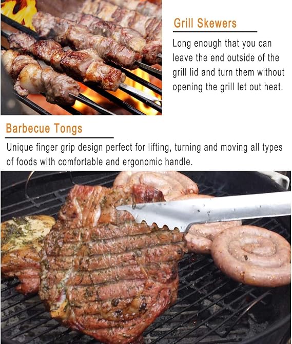 grilljoy 24PCS Heavy Duty Stainless Steel BBQ Tool Set with Aluminum Case | Heavy Duty Extra Thick Outdoor BBQ Utensil Set with Soft Rubber Handles, Gift for Dad Husband on Father's Day & Birthday