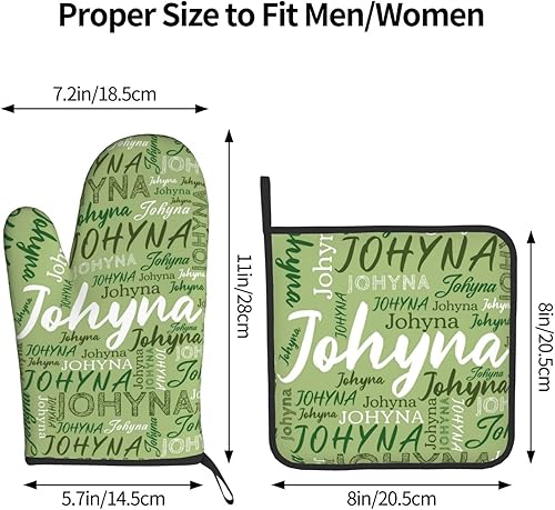 Miniatura 3 de Guantes de horno personalizados con nombre, juego de guantes de horno y soportes para ollas, guantes de horno personalizados, resistentes