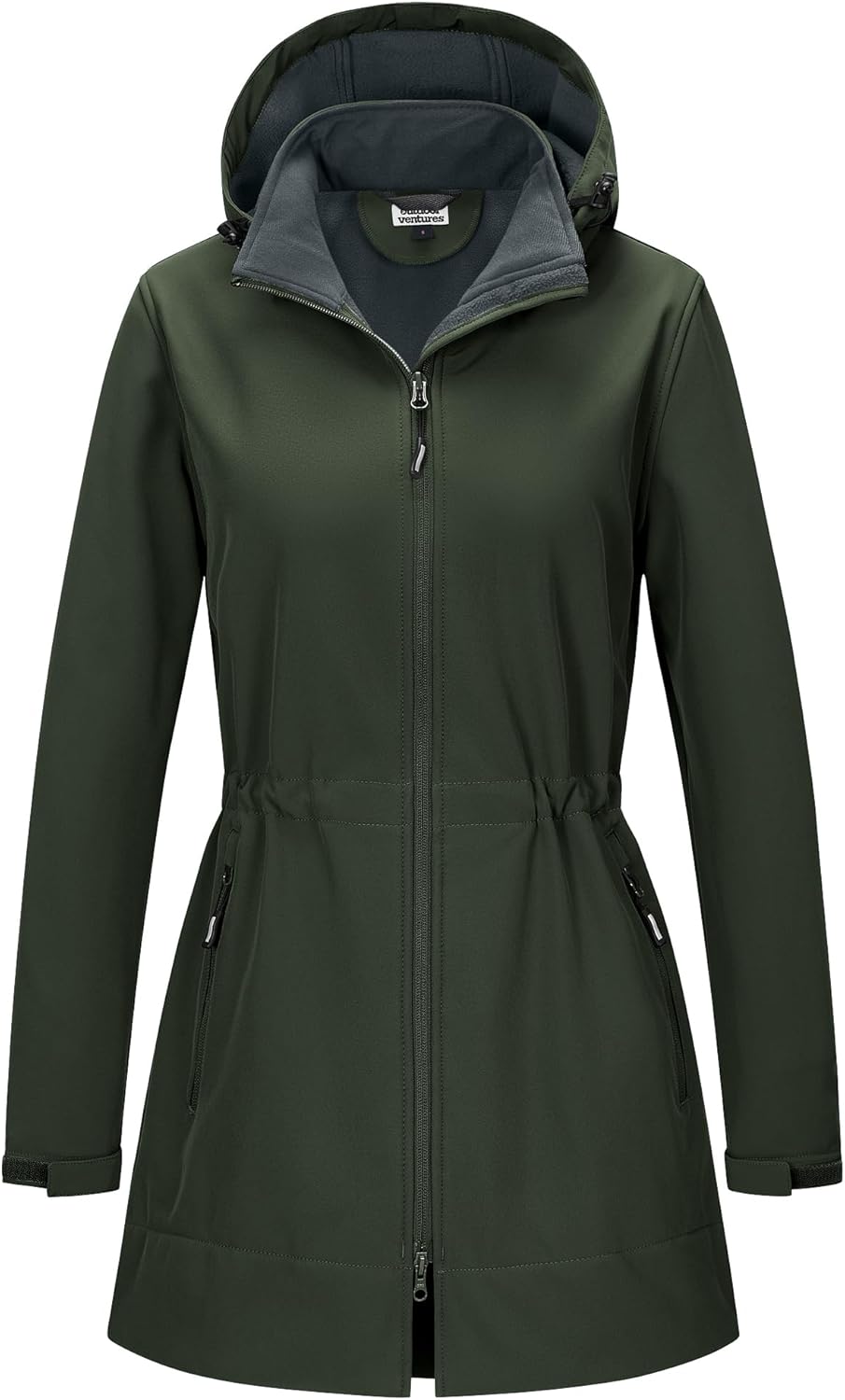Outdoor Ventures Women's Softshell Jacket with Removable Hood Fleece Lined Windbreaker Insulated Long Warm Rain Jacket