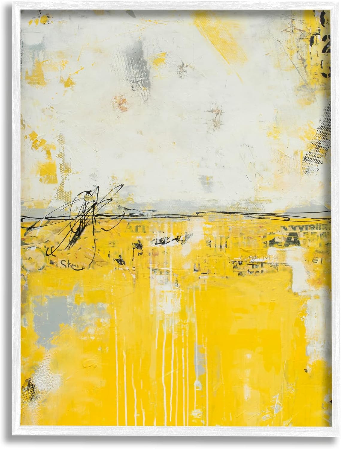 Stupell Industries Yellow Weathered Street Style Modern Scribble Stencil, Design by Erin Ashley