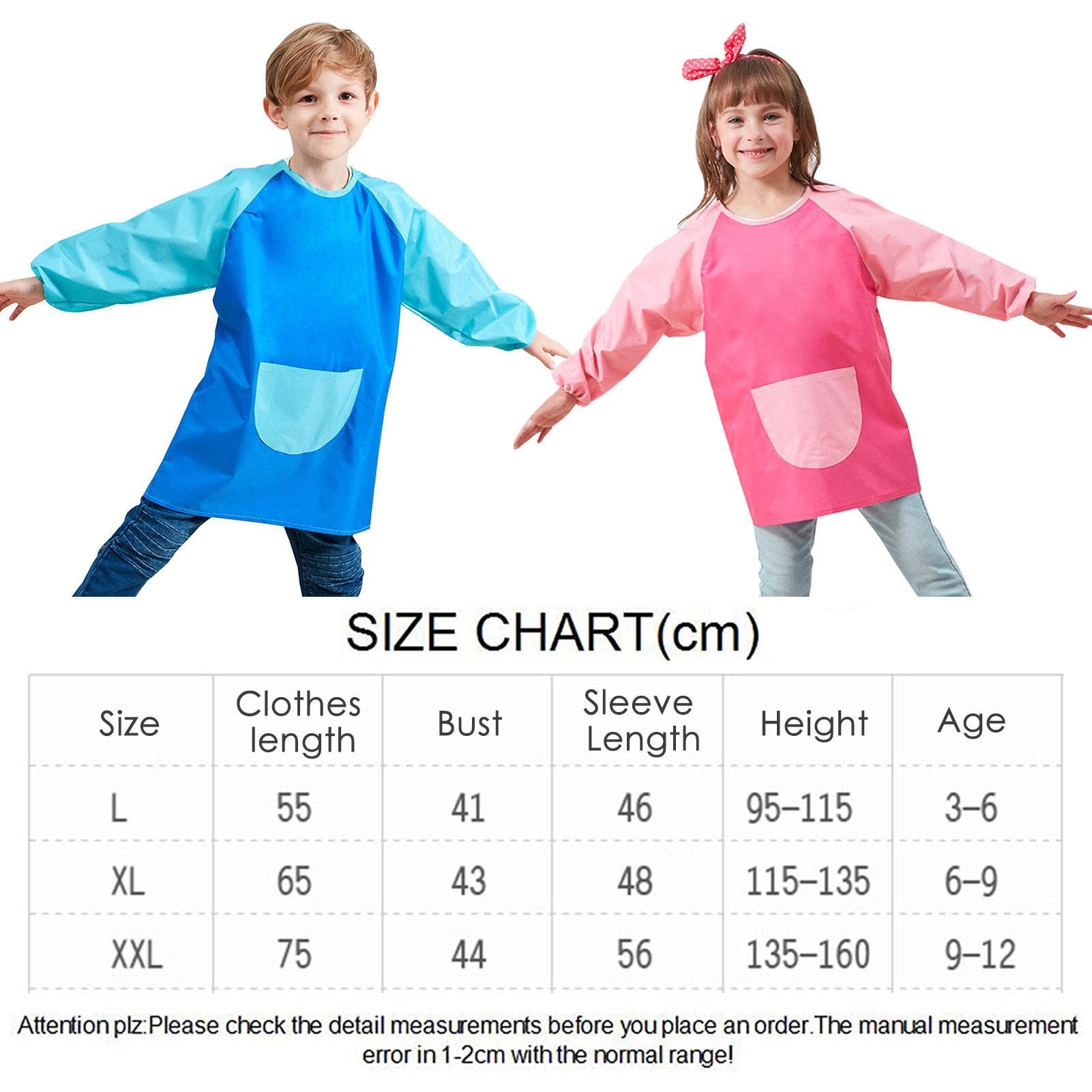EIHI Grembiule Pittura Bambini per 125-140CM Ragazza/Ragazzo, Grembiuli da Impermeabile Poliestere Regolabile,Grembiule Maniche Lunghe,Bavaglino per Attività Scolastiche,Pittura,Cucina(Nero