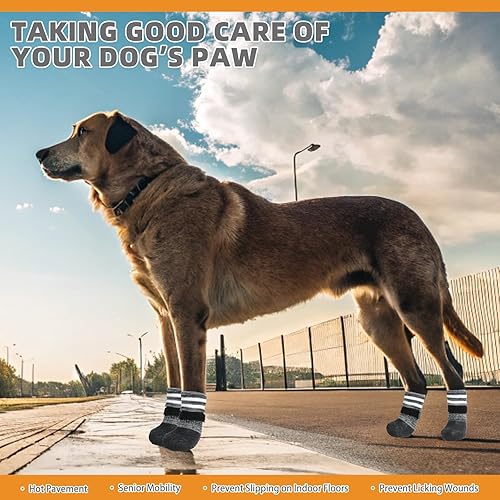 Miniatura 2 de KOOLTAIL Botas antideslizantes para perros, zapatos impermeables para perros, protectores de patas alargadores con correas de control de tracción