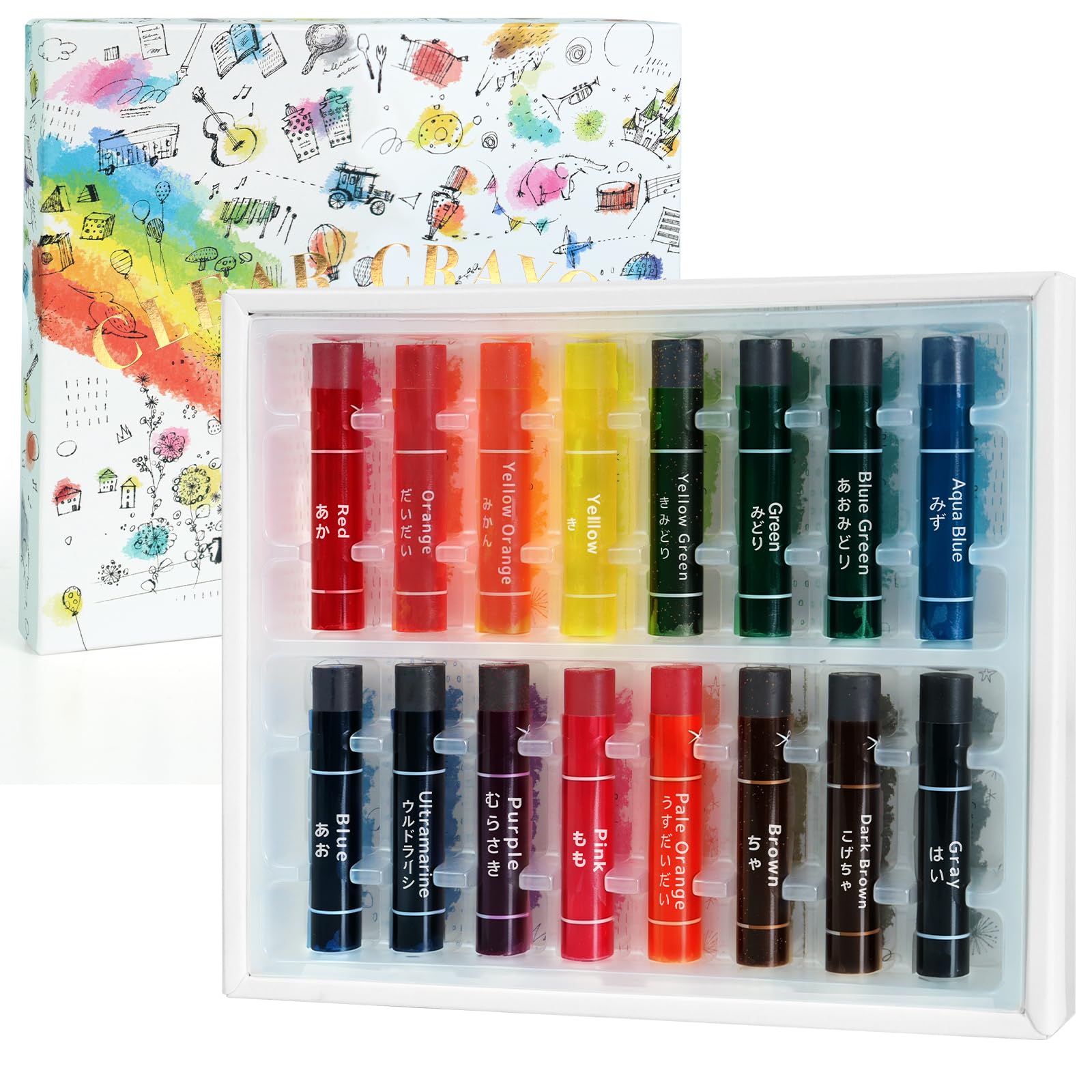 Amazon.com : KOKUYO KE-AC28 Transparent Crayons, 16 Colors : Arts